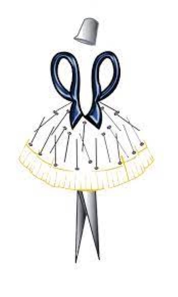 Logo L'Atelier Katina, ciseaux de couturière et épingles